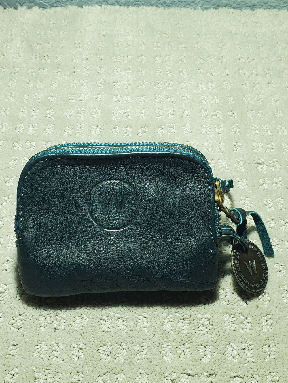 Wanderers Travel Co. Venetian leather card wallet or coin pouch Turquoise